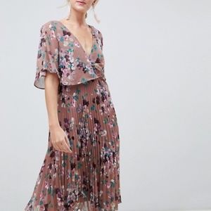 Floral Flutter Sleeve Midi Dress